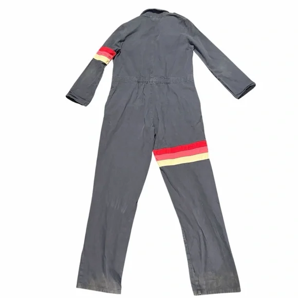 Possibly Vintage Coveralls Jumpsuit Red and Yellow Stripe Accents Size XS Retro - Picture 5 of 8